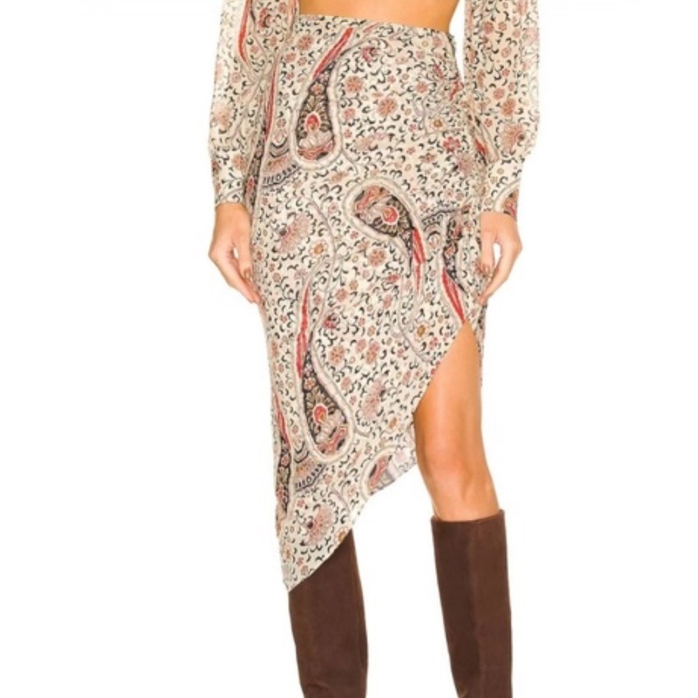 Veronica Beard Herst Silk Paisley Print Asymmetrical Skirt Midi Neutral Size 2